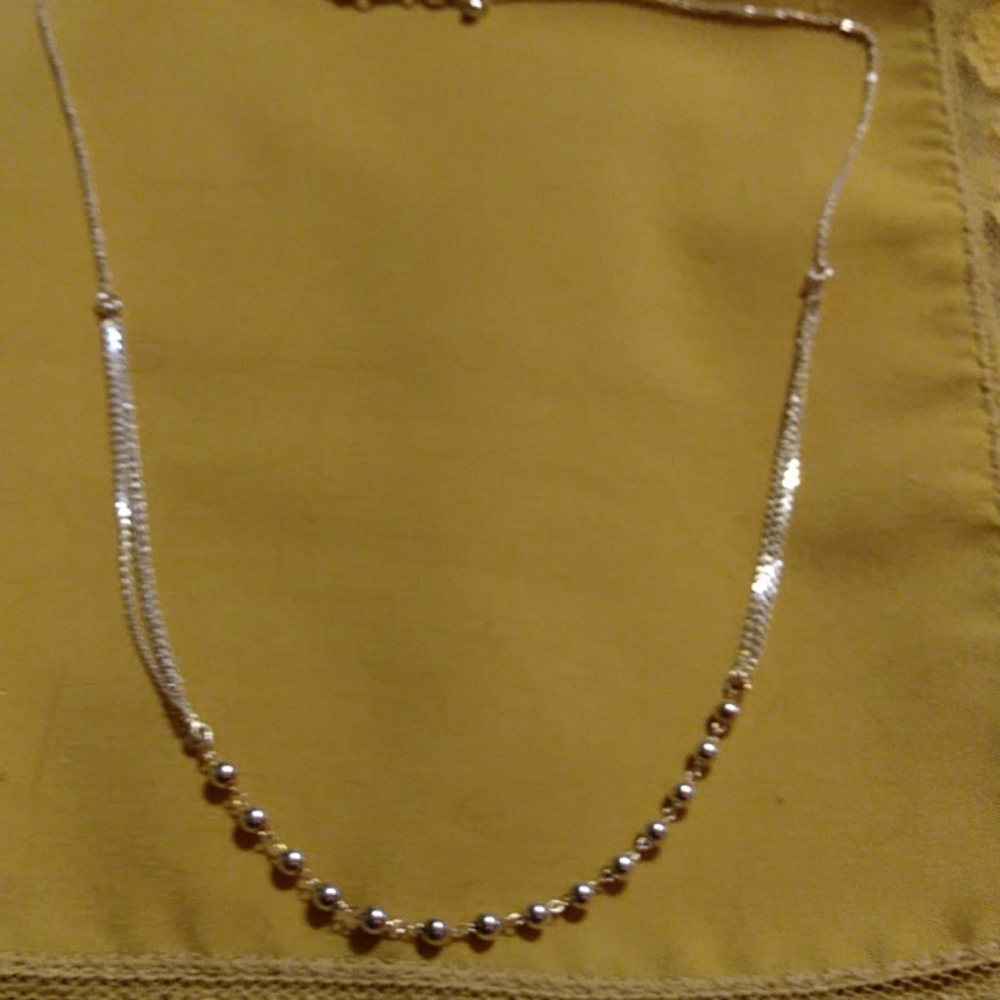 NWT-STERLING BEADED ADJ. NECKLACE 16/20".